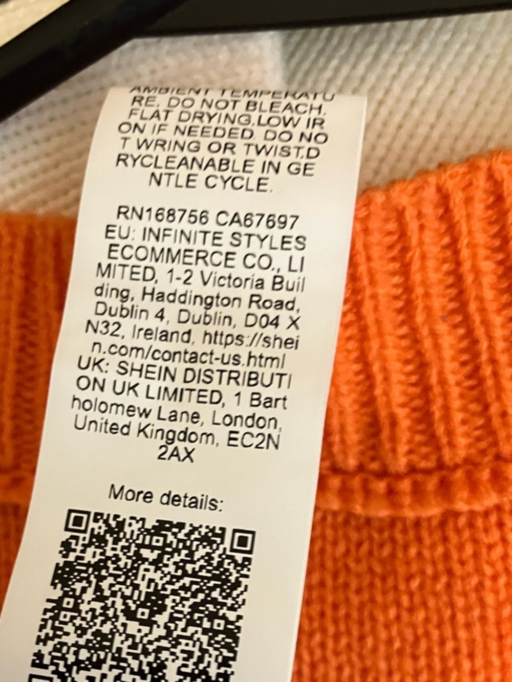 SHEIN Bright Orange V-Neck Button Front Cardigan with Multicolor Patches - Picture 3 of 8